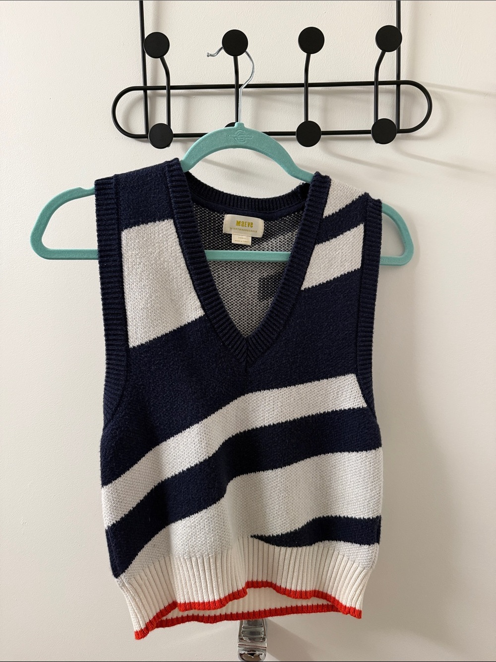 Anthropologie Maeve Striped V-Neck Sweater Vest in Blue & White Size XXS